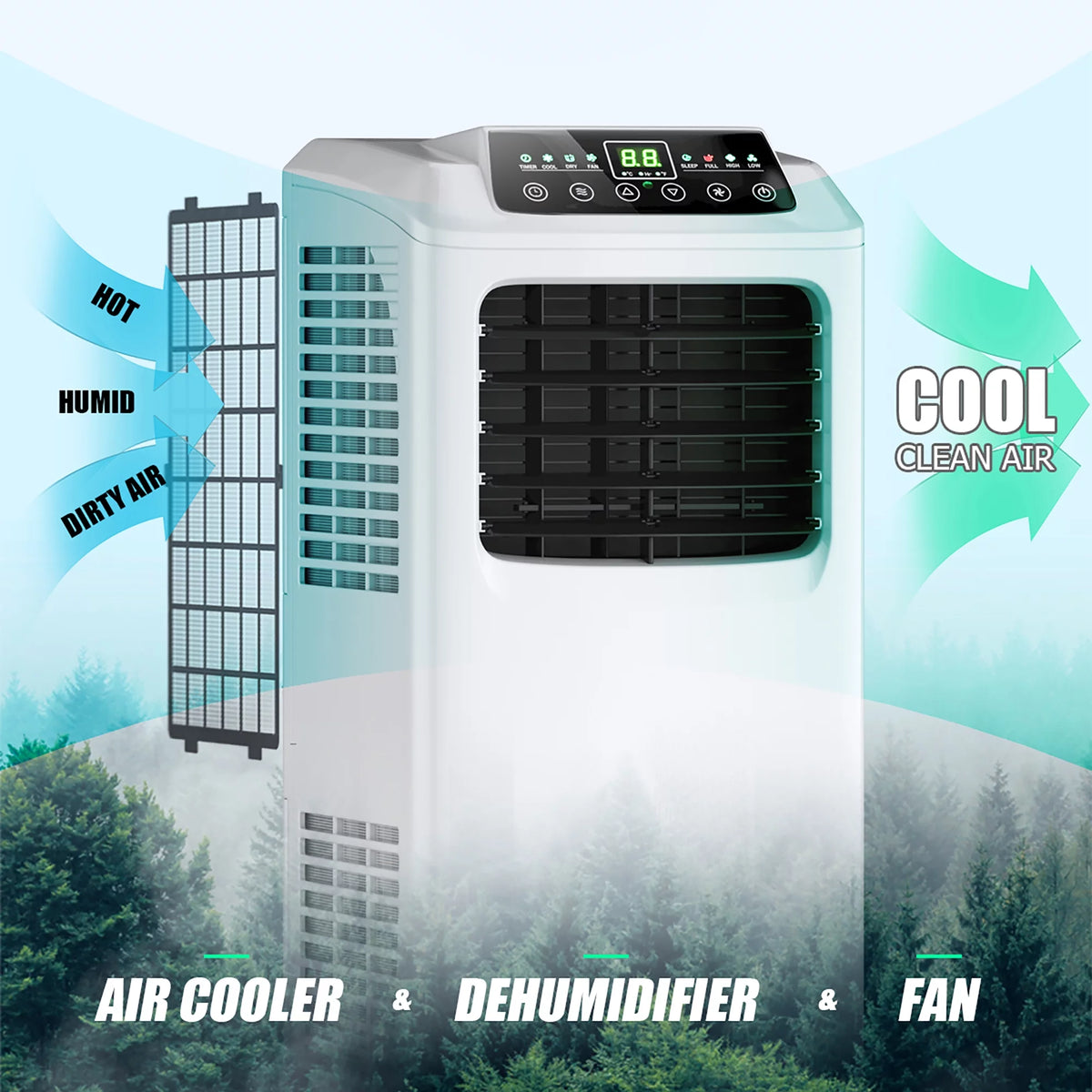 5500 BTU 3-in-1 Portable Air Conditioner with Dehumidifier and Window Kit T52020
