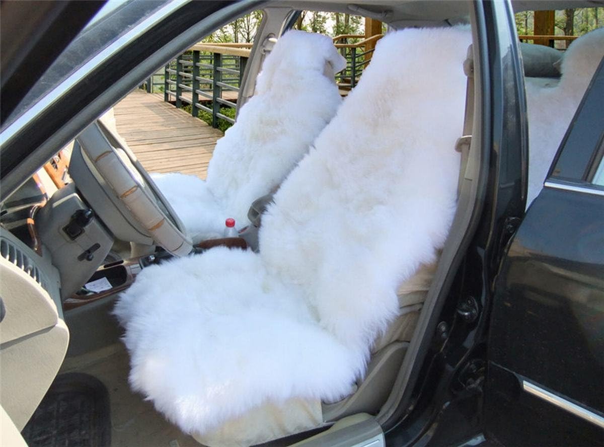 White Genuine Australia Sheepskin Car Seat Cover 1 Piece Q31656