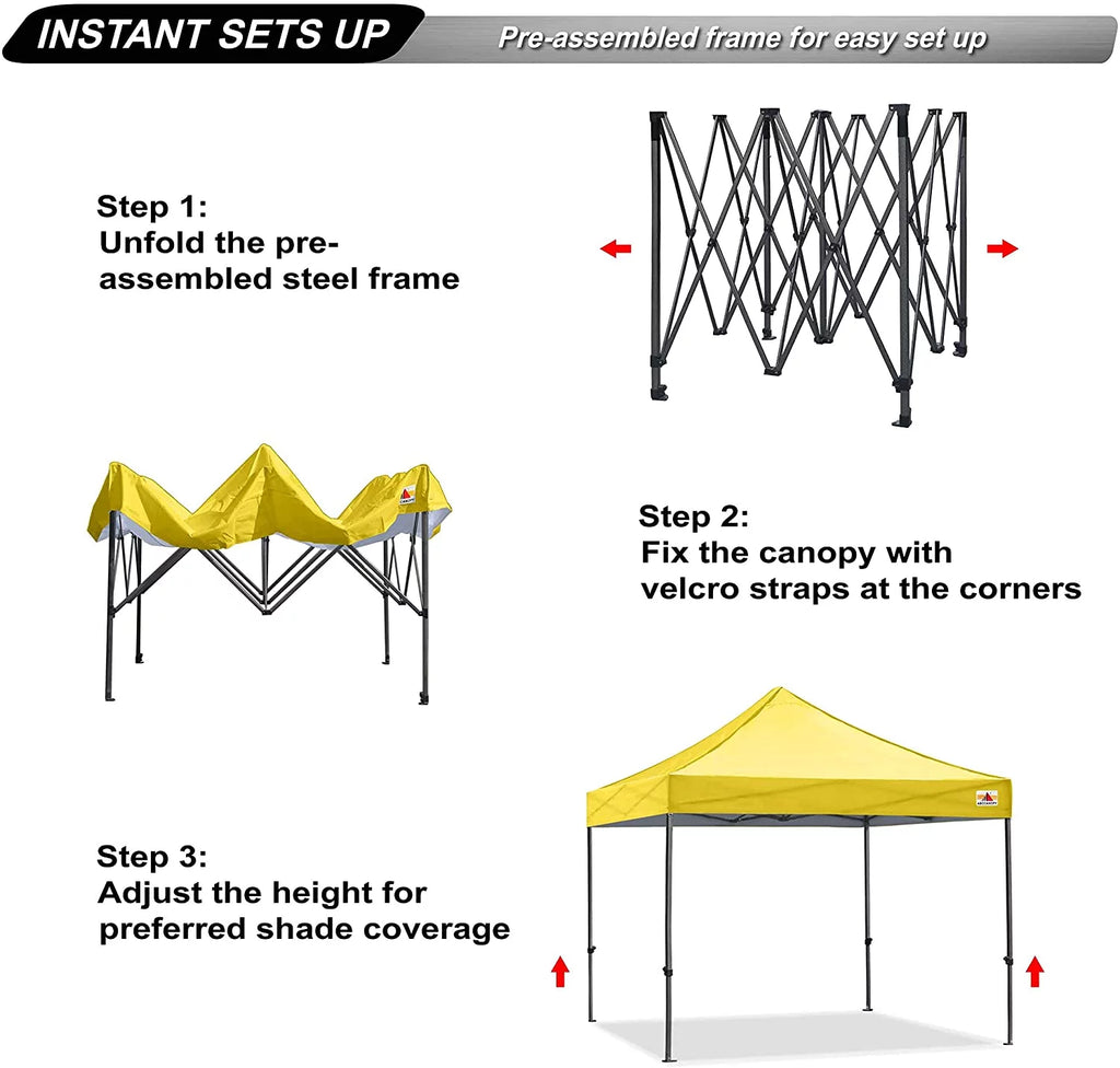 10 ft x 10 ft White Metal Pop-Up Canopy Tent with Walls Z739