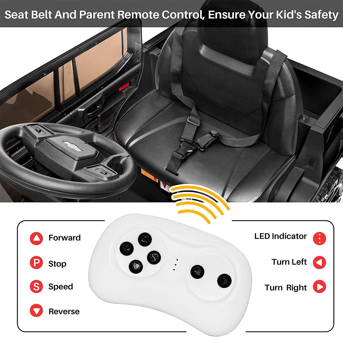 12V Kids Electric Powered Ride on Toy Car with Remote Control, Black E633957