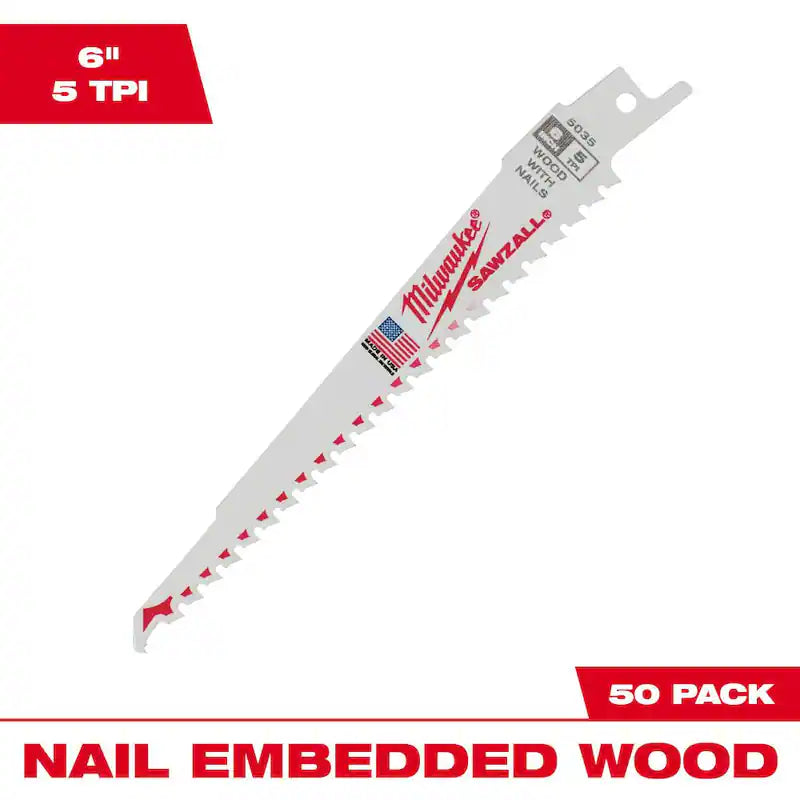 6 in. 5 TPI Reciprocating Saw Blades (50-Pack) Q701