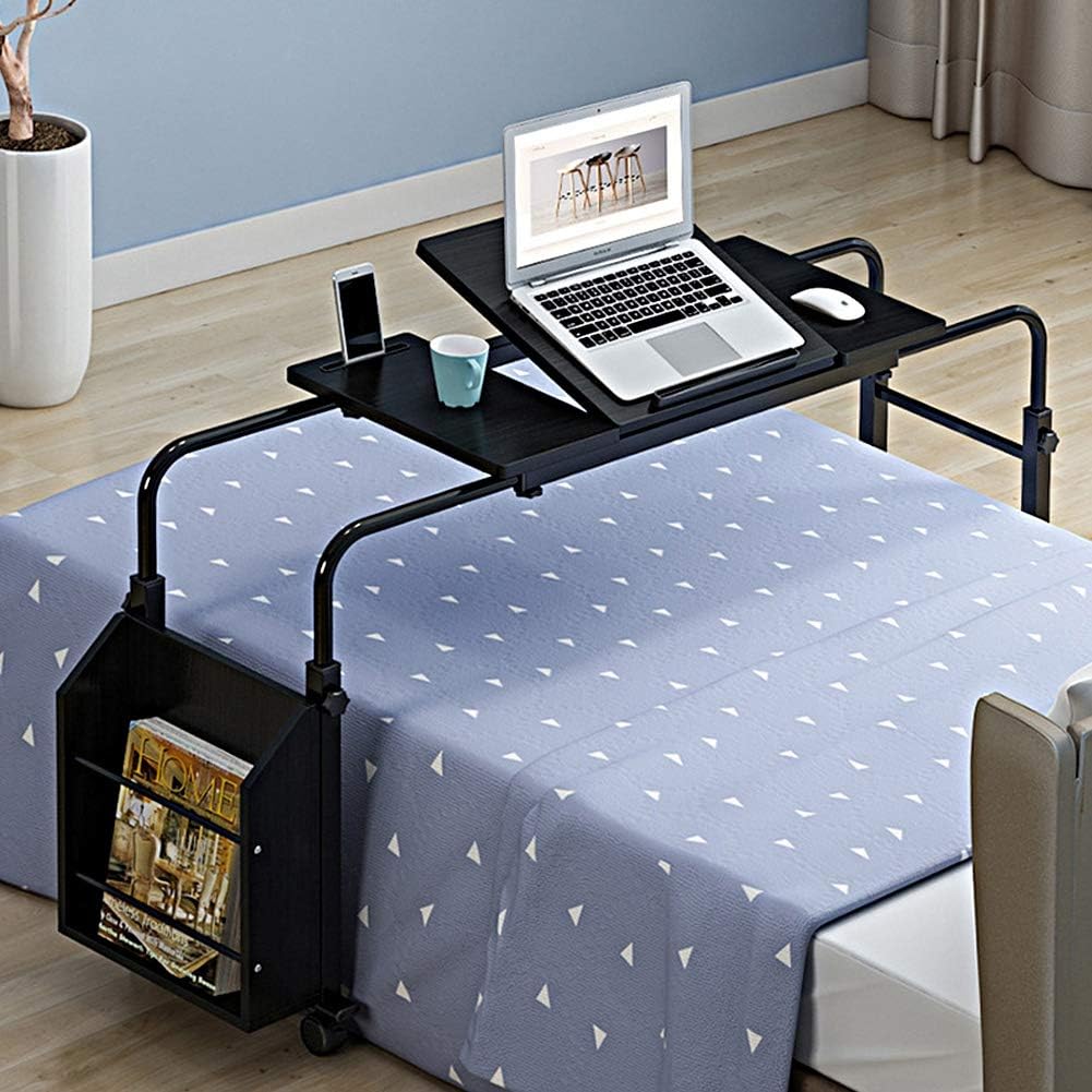 Height Adjustable Overbed Table with Wheels and Magazine Rack I322