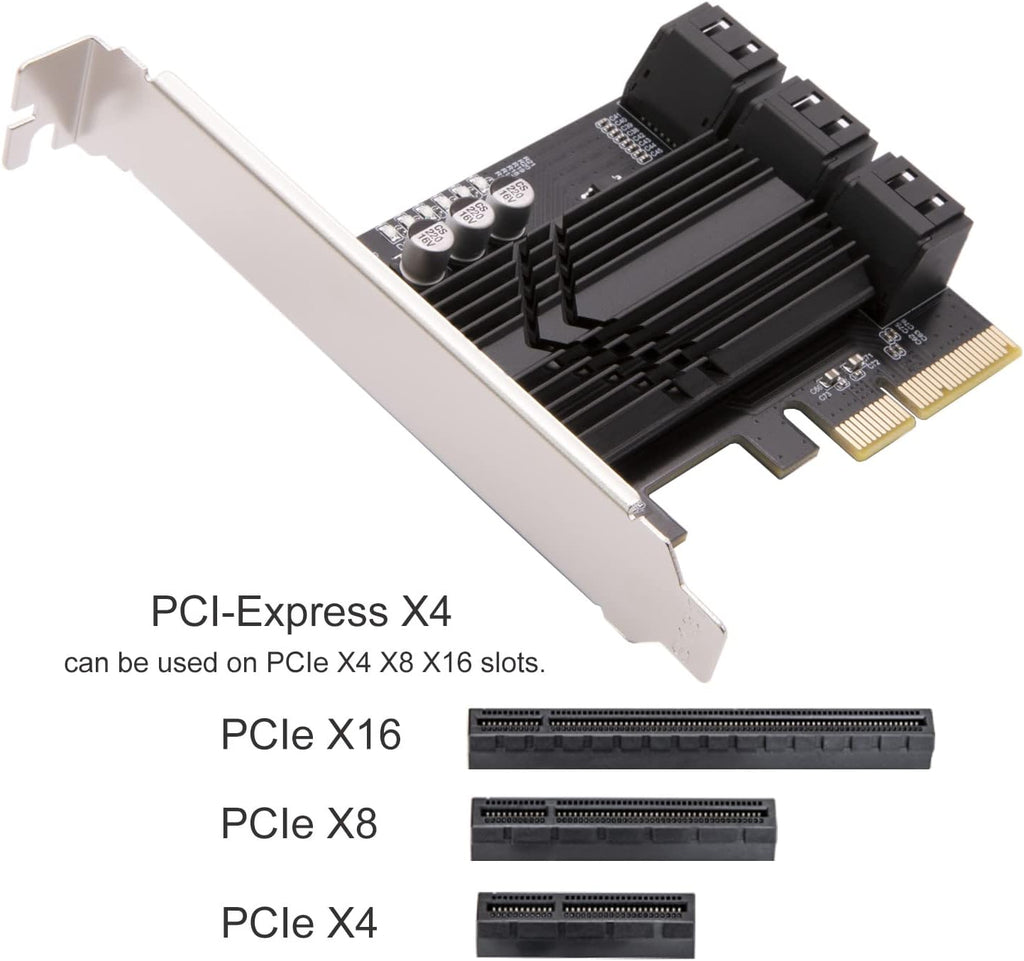 6 Port PCIe x4 SATA 3.0 Expansion Card with 6 SATA Cables K104857