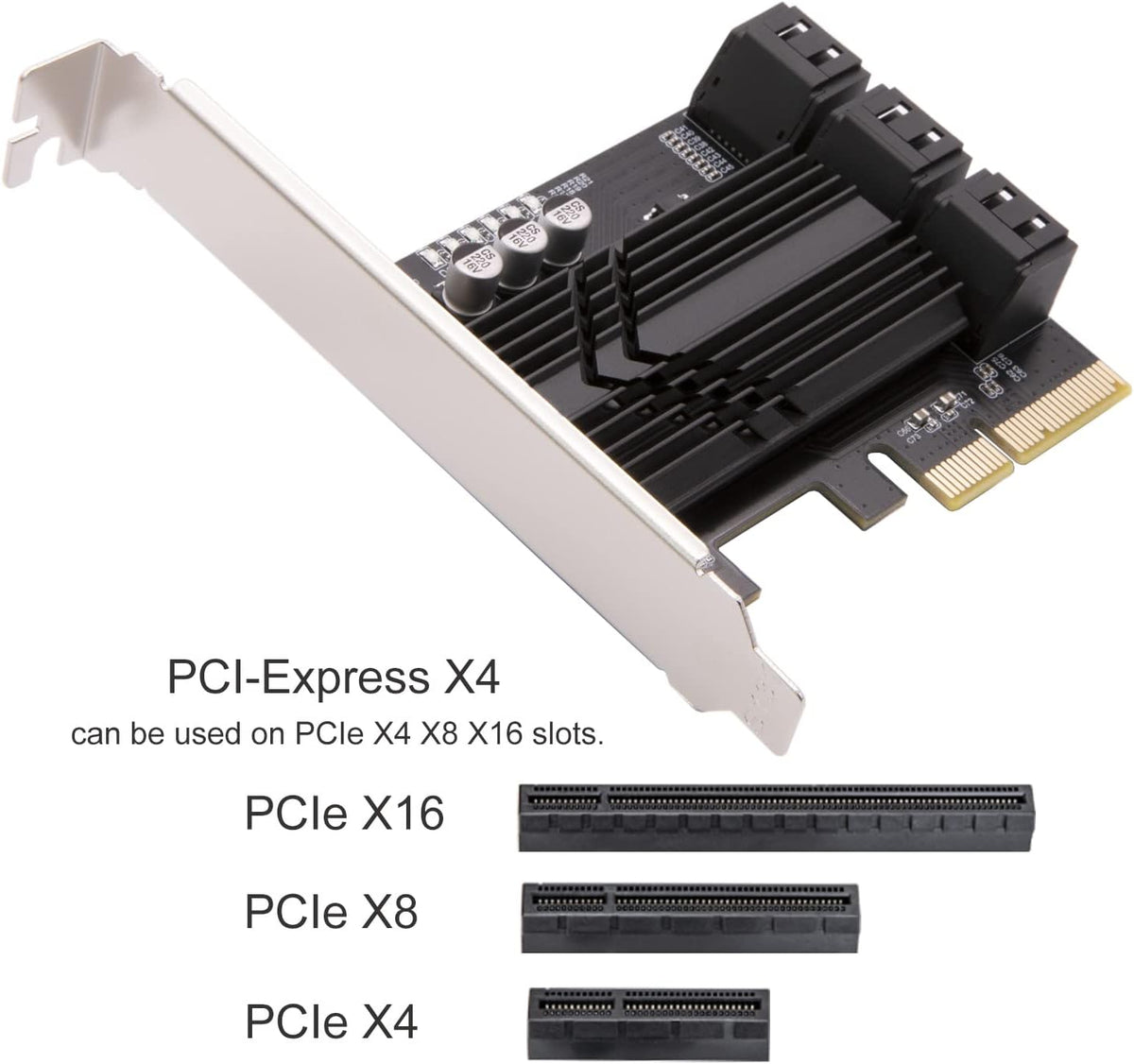 6 Port PCIe x4 SATA 3.0 Expansion Card with 6 SATA Cables K104857