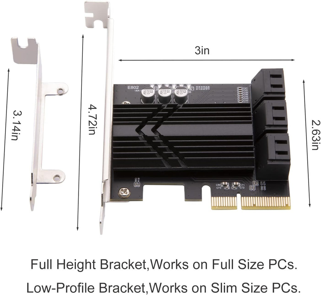 6 Port PCIe x4 SATA 3.0 Expansion Card with 6 SATA Cables K104857