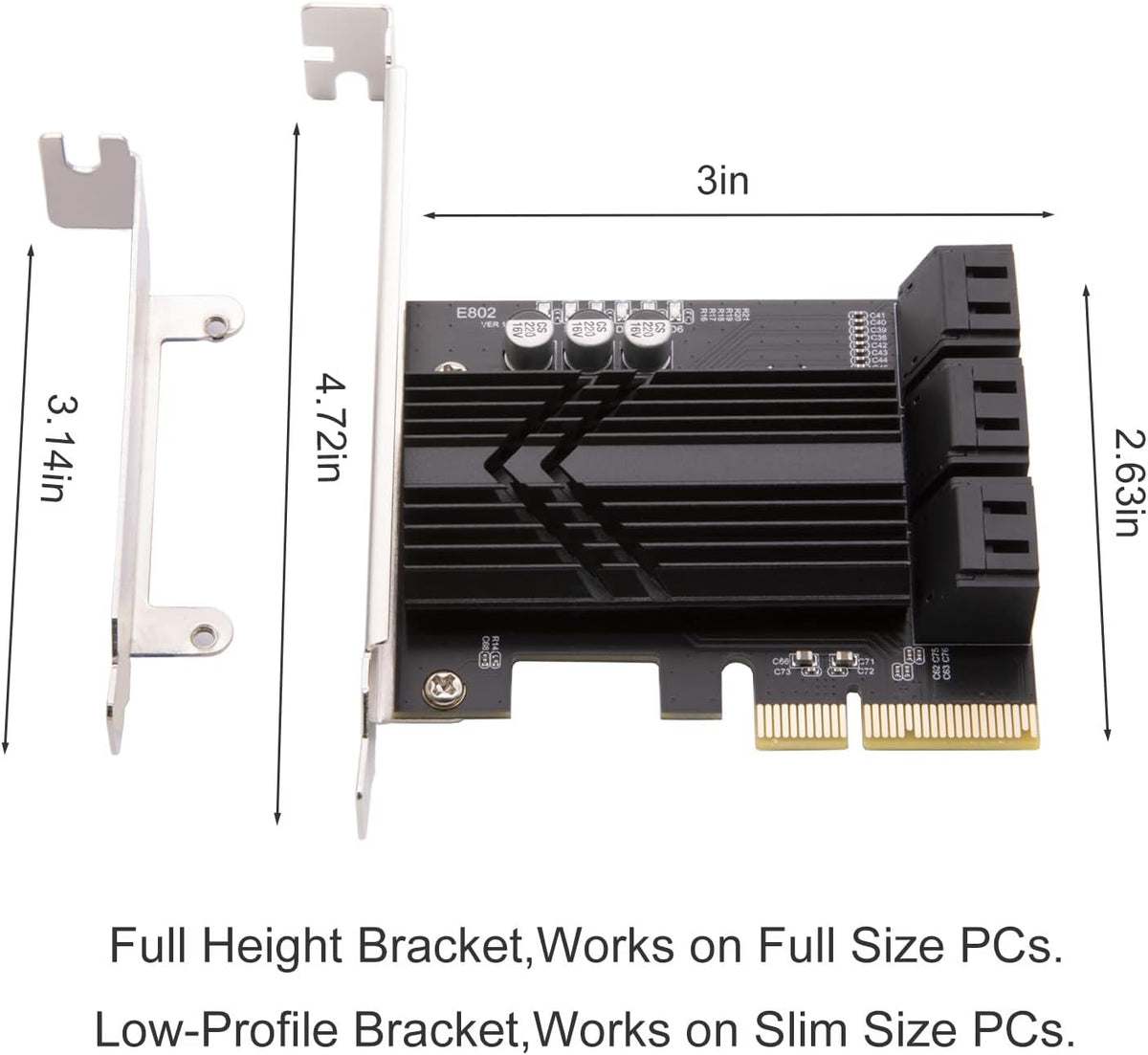 6 Port PCIe x4 SATA 3.0 Expansion Card with 6 SATA Cables K104857