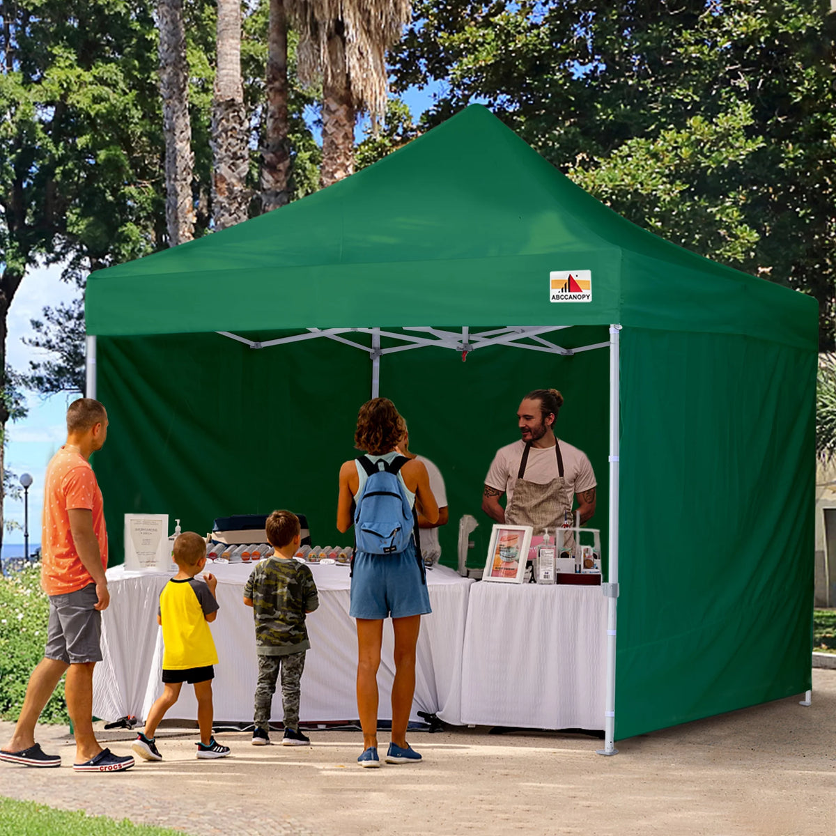 10 ft x 10 ft White Metal Pop-Up Canopy Tent with Walls Z739