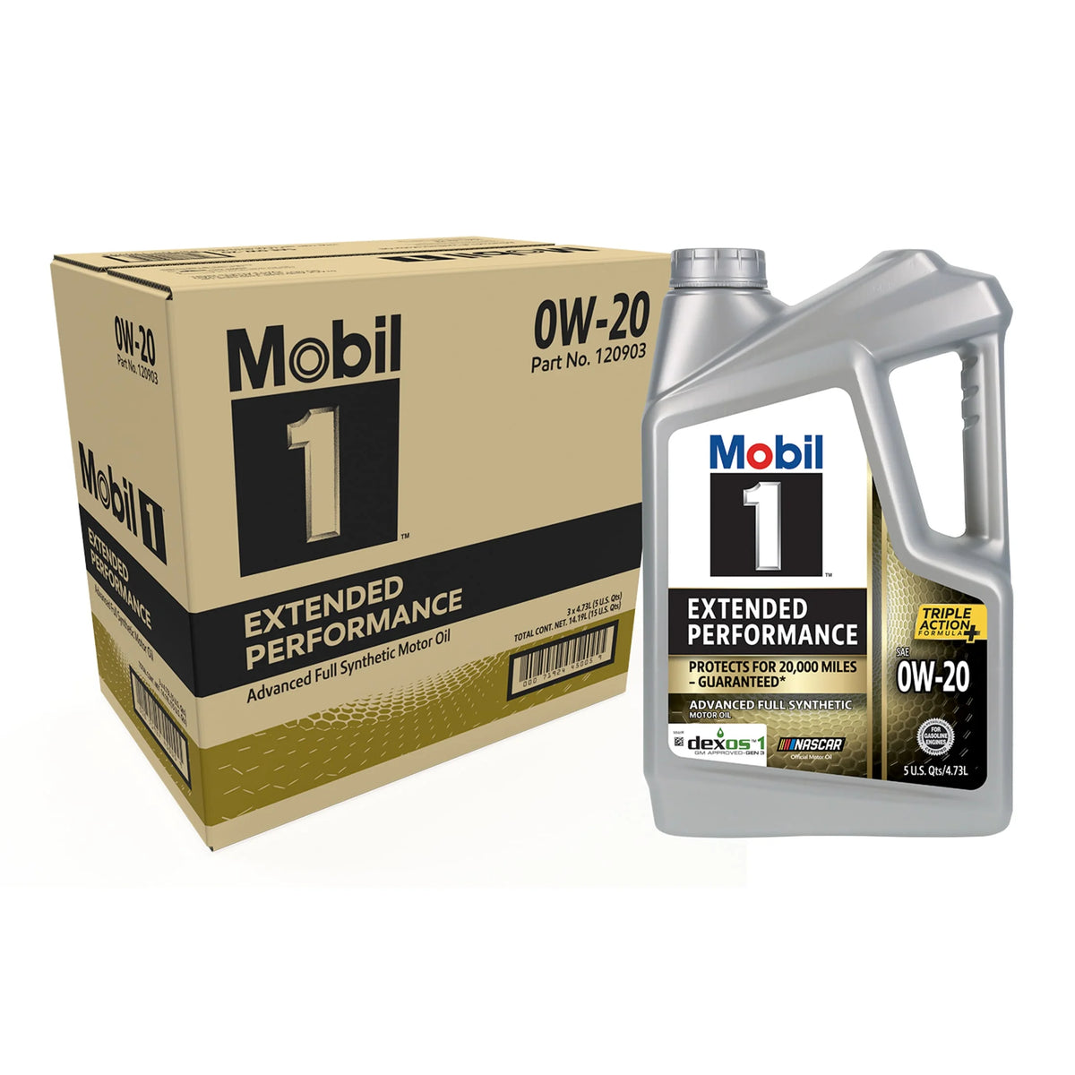 Full Synthetic Motor Oil 0W-20 5 Quart Pack of 3 G2785