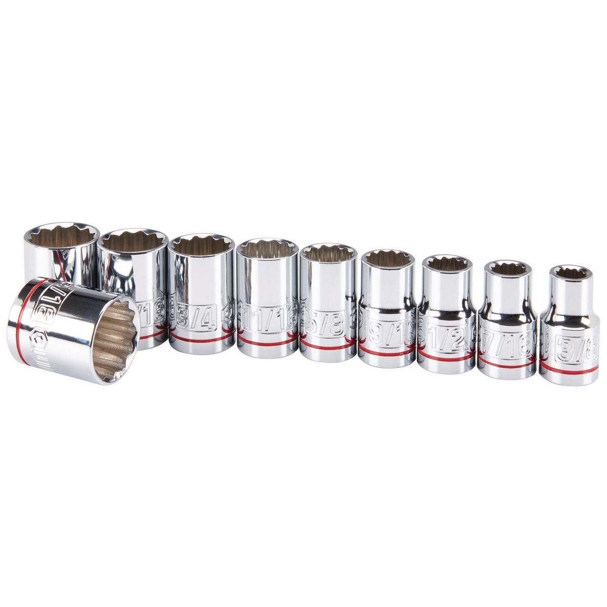 1/2 in. Drive SAE Chrome Socket Set, 10-Piece C483076