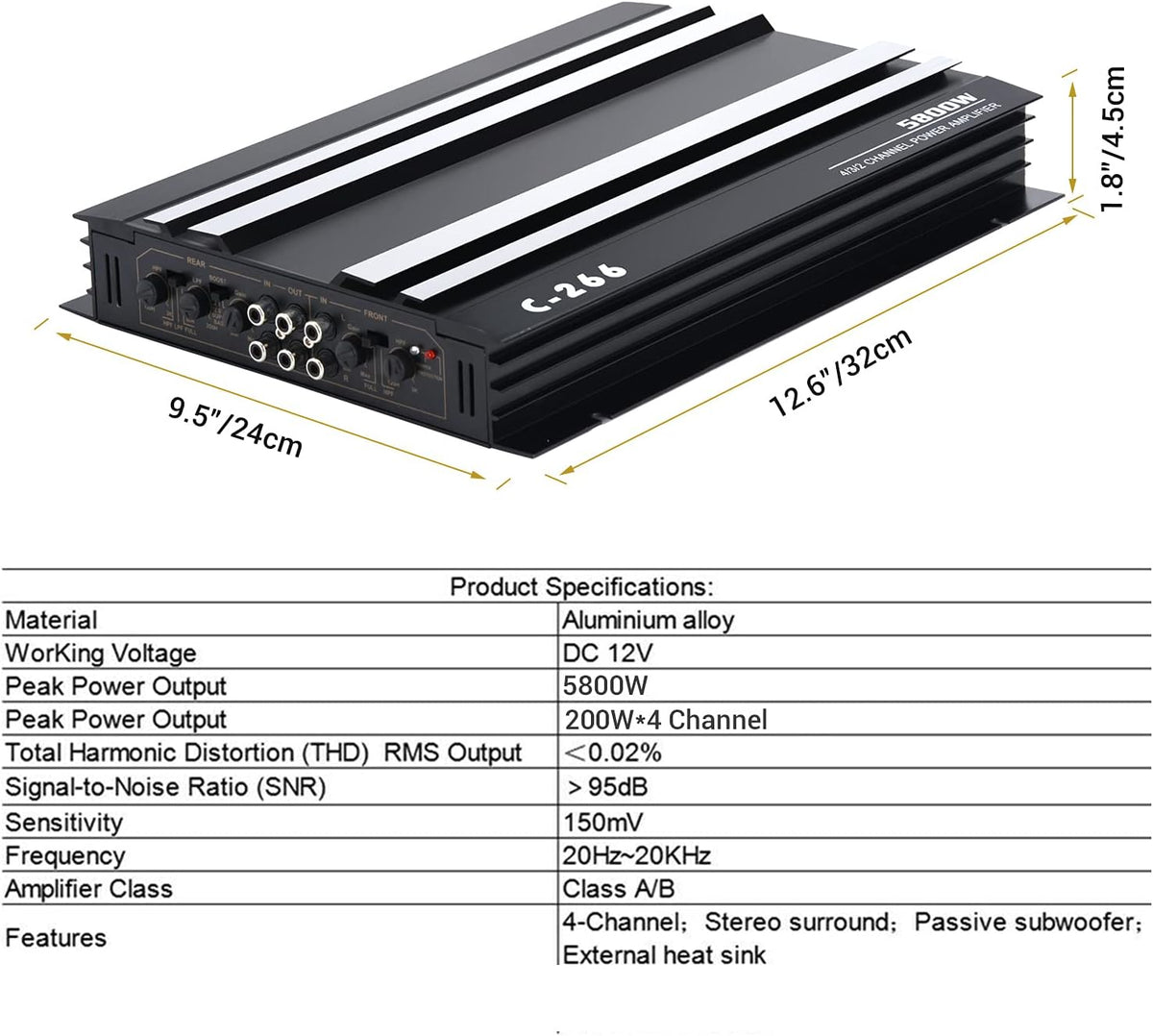 4 Channel Class A/B Car Amplifier U5534