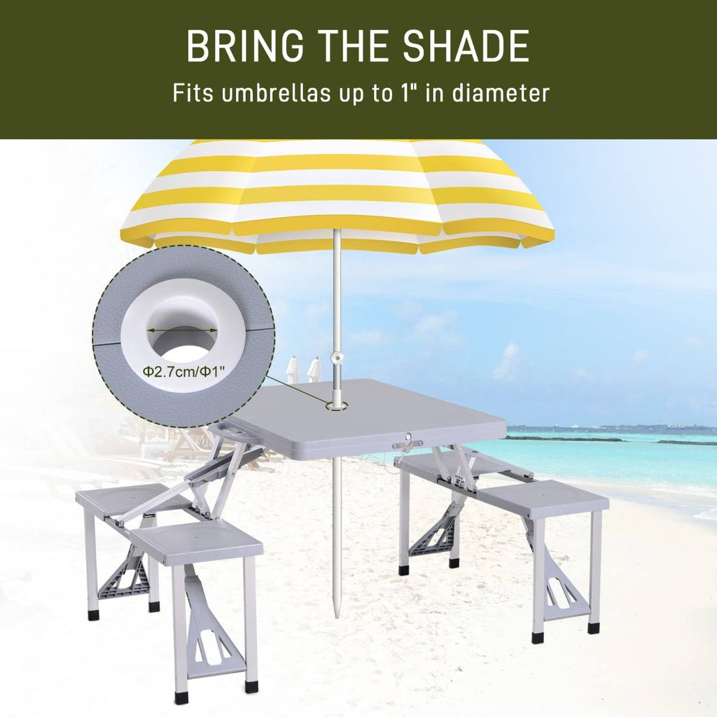 Camping Table with Chairs 4-Seat Set Foldable F445757