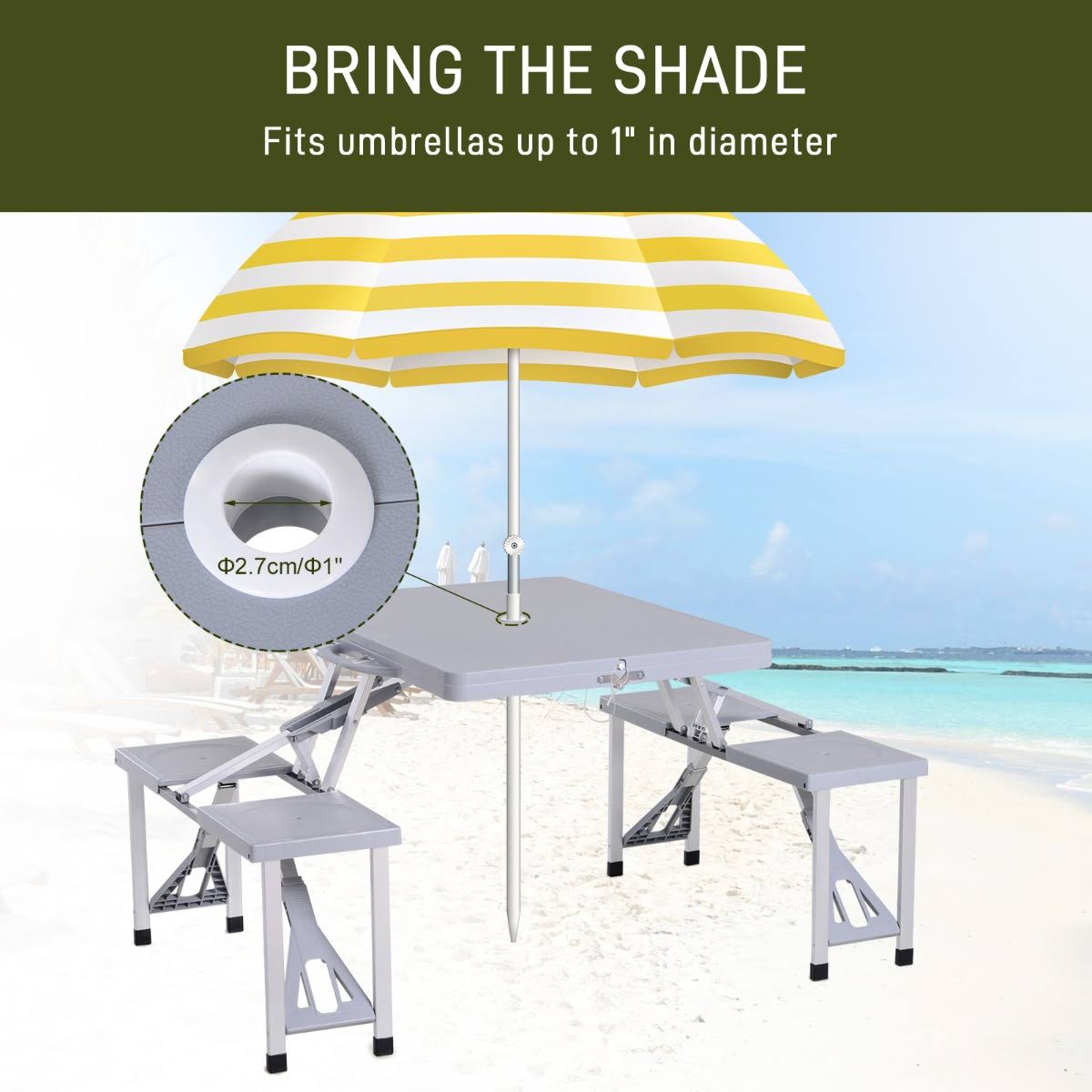 Camping Table with Chairs 4-Seat Set Foldable F445757