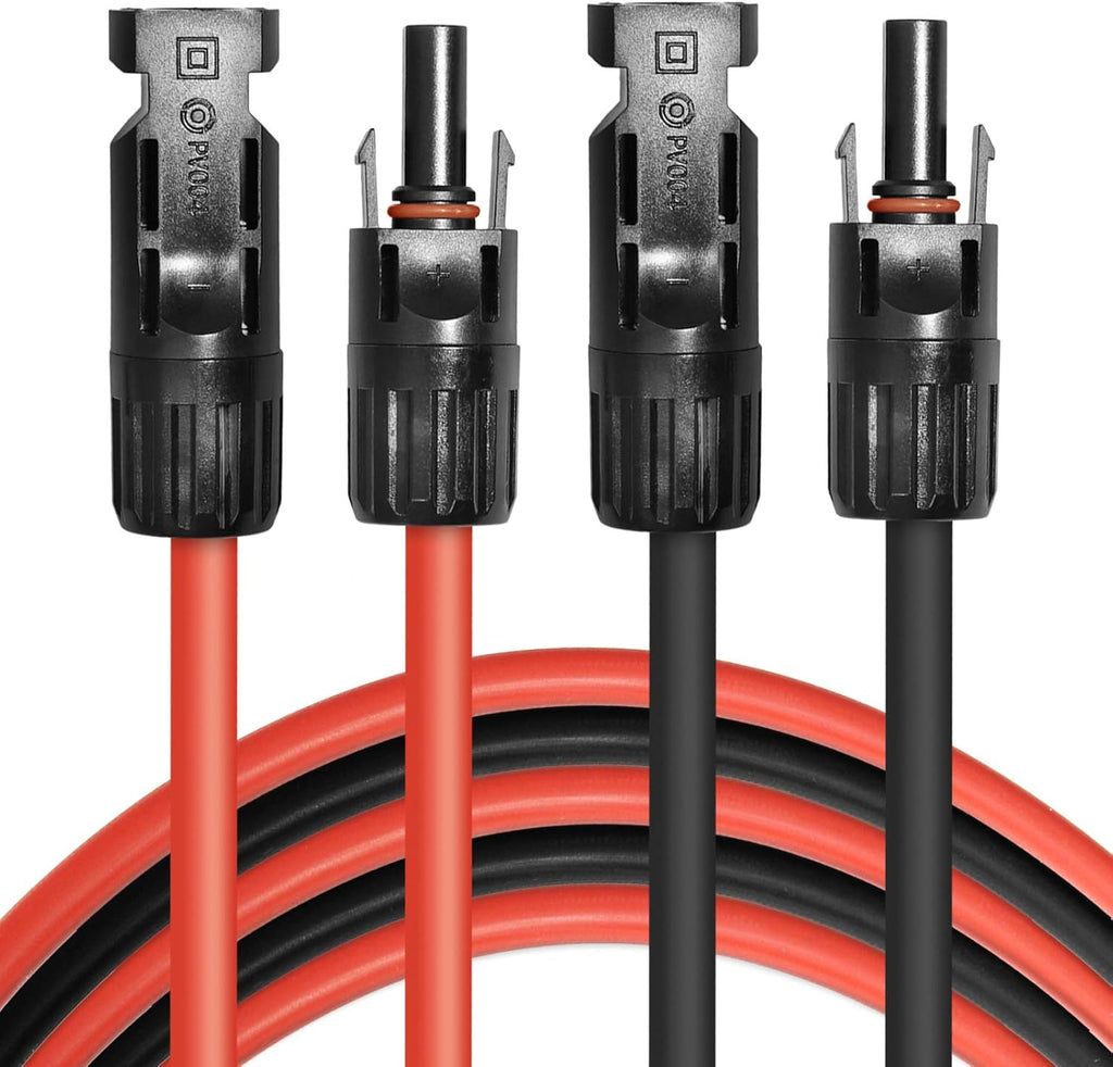 30FT Black Red 10AWG Solar Panel Extension Cable Set of 2 T78424