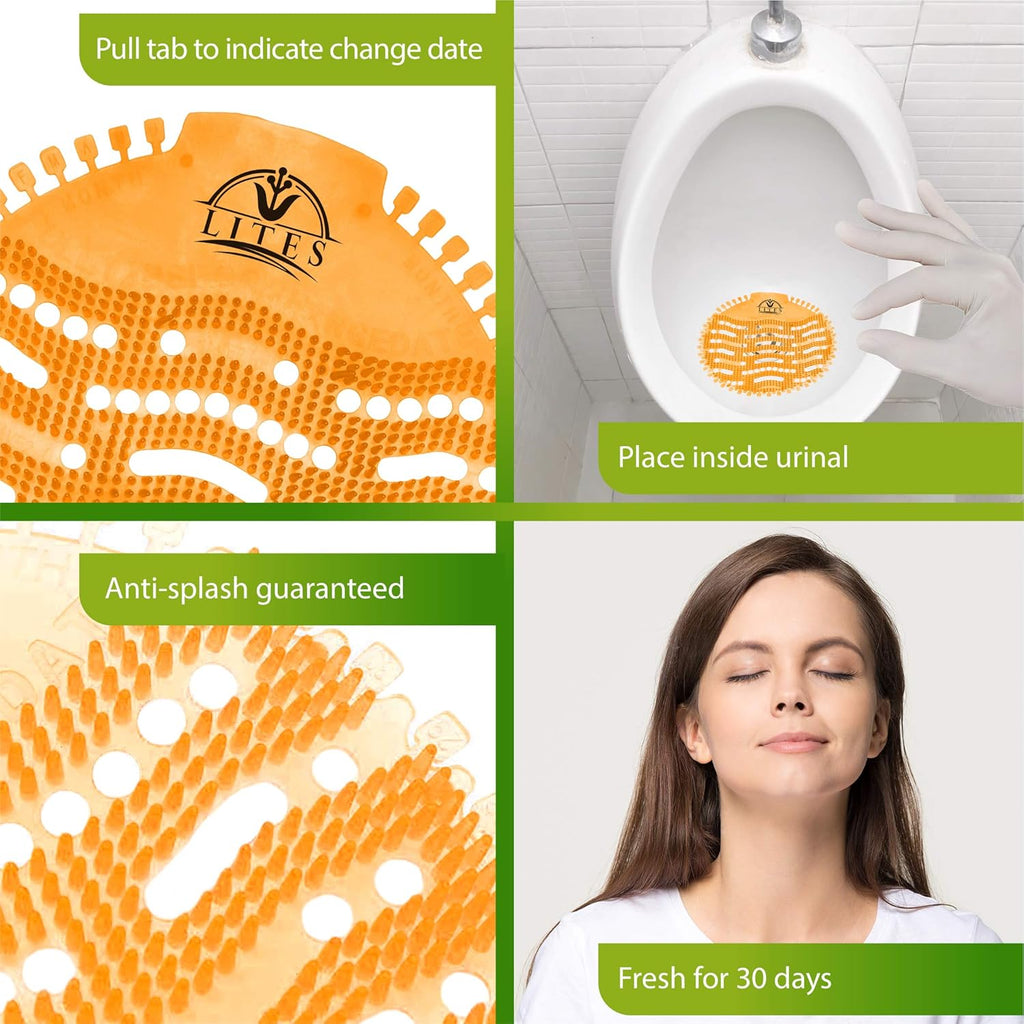 30 Pack Orange Urinal Screens Deodorizer R2759