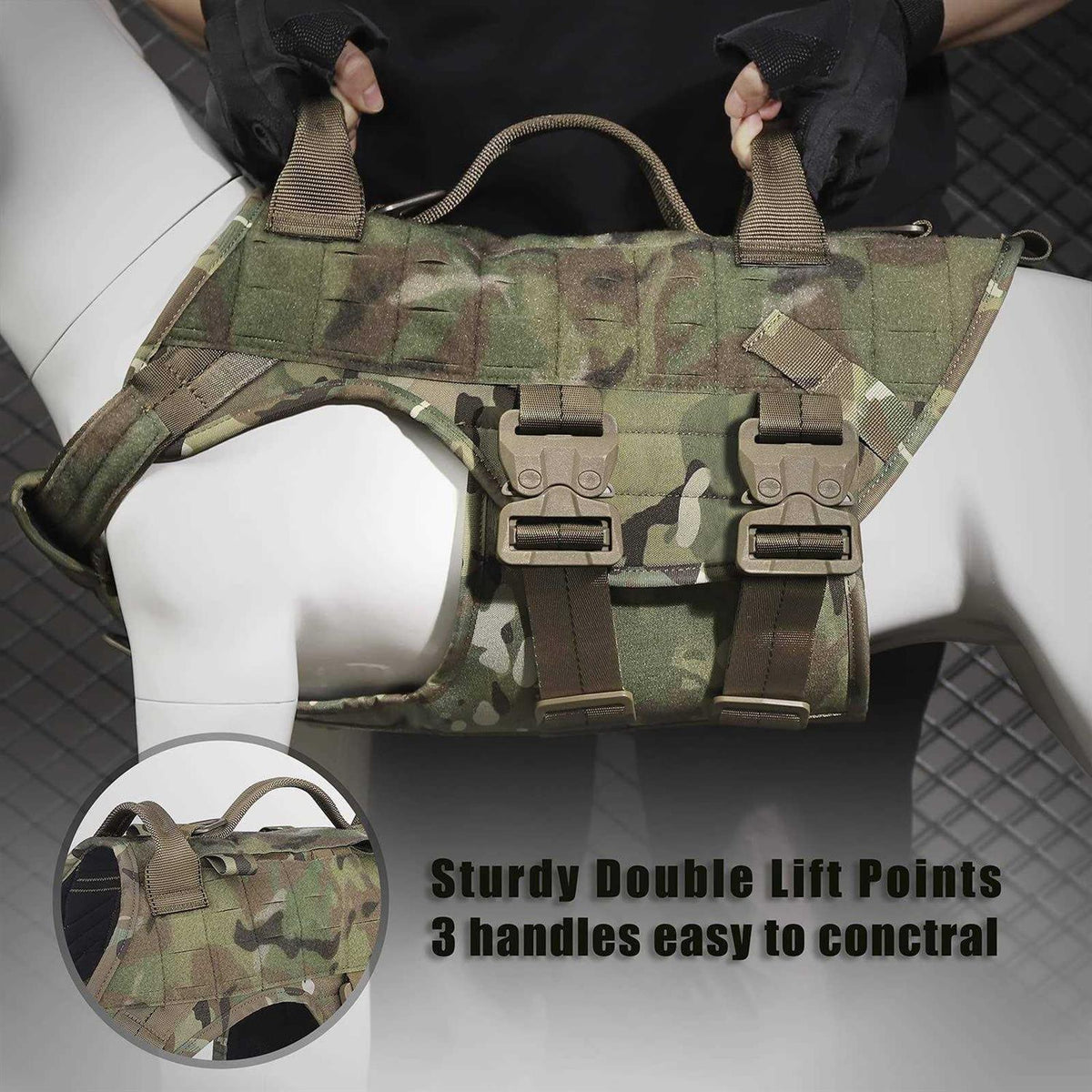 Tactical Dog Harness Adjustable Padded MOLLE Vest V88642