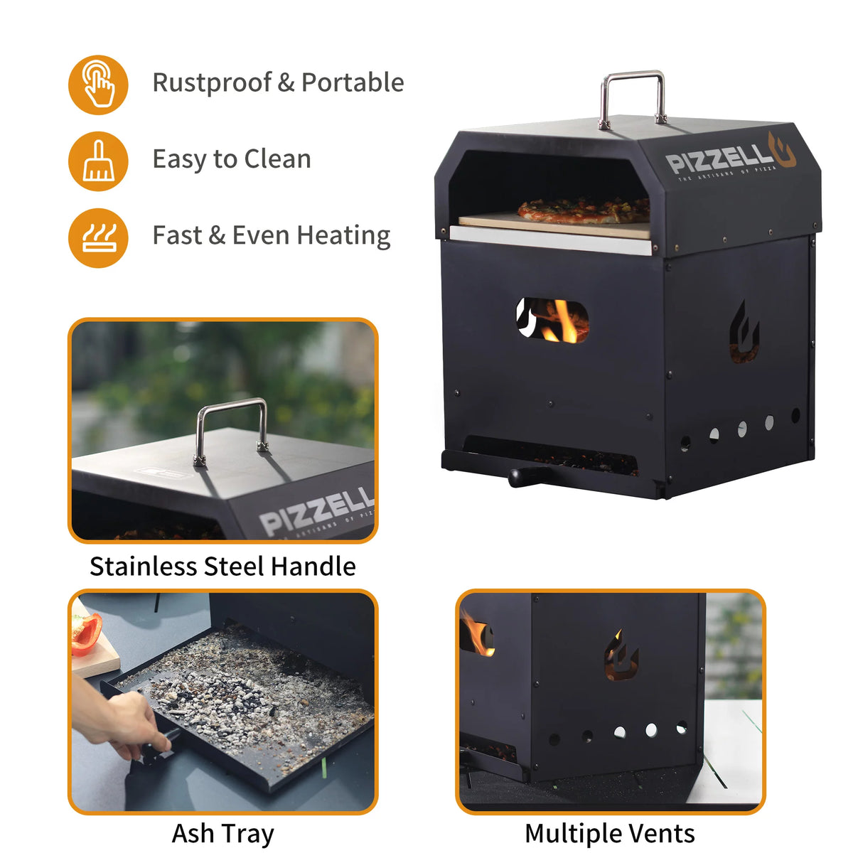 Black 16 inch Wood Fired Pizza Oven E22595