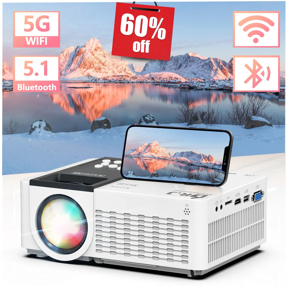 5G WiFi Bluetooth Projector B470