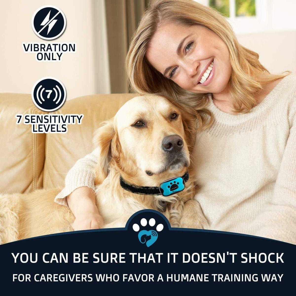 Anti Bark No Shock Dog Collar with Vibration and Sound P21546