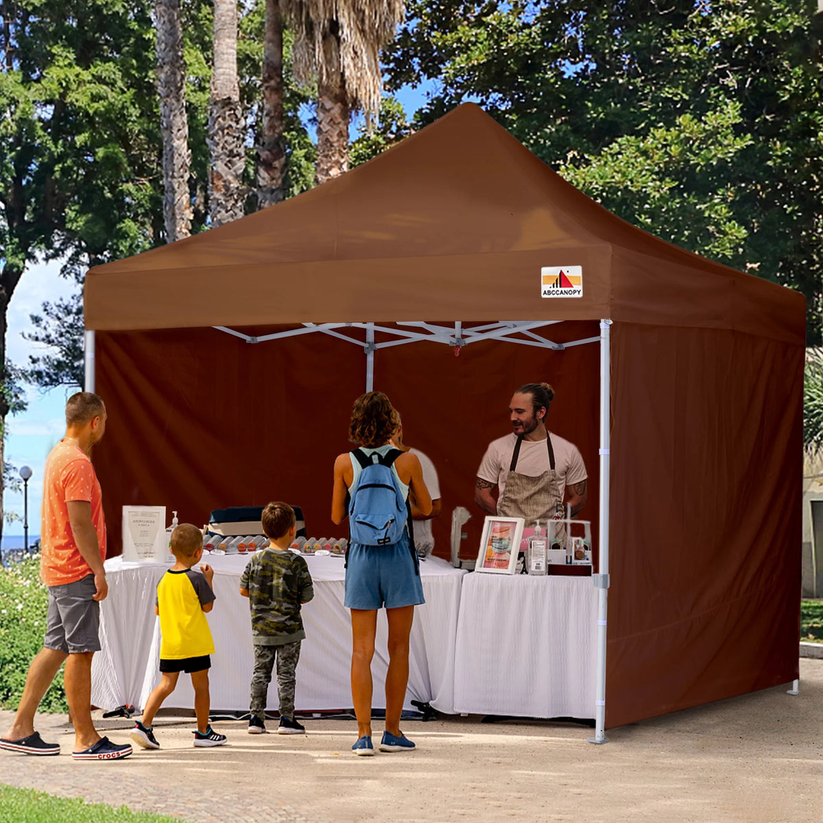 10 ft x 10 ft White Metal Pop-Up Canopy Tent with Walls Z739
