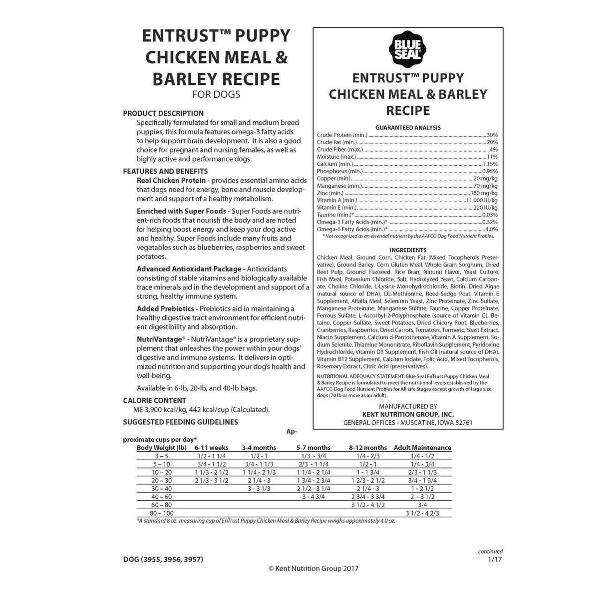 Puppy Chicken Meal & Barley Recipe K7953