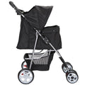4 Wheel Foldable Pet Stroller with Storage Basket & Cup Holder D64993