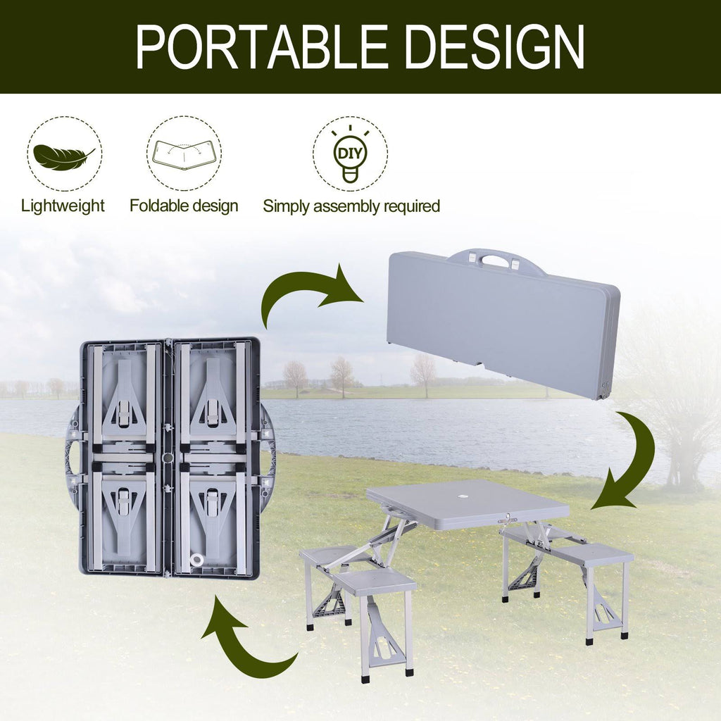 Camping Table with Chairs 4-Seat Set Foldable F445757