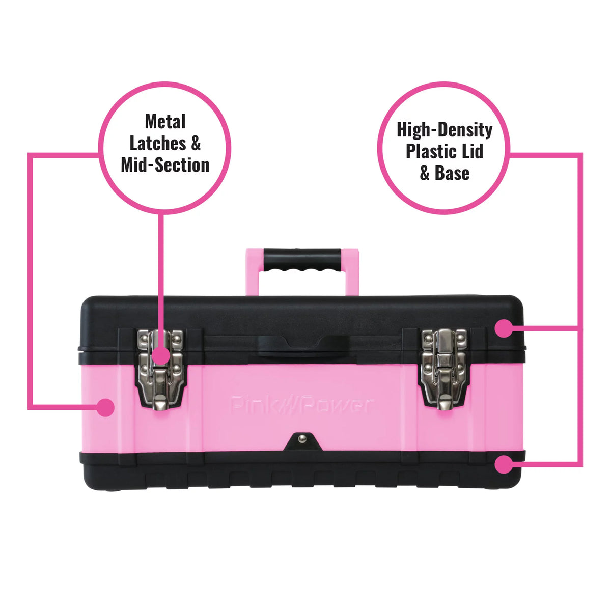 Pink 18” Metal Portable Locking Tool Box A55424