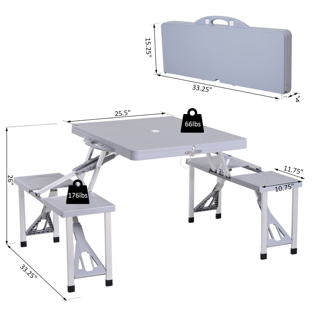 Camping Table with Chairs 4-Seat Set Foldable F445757