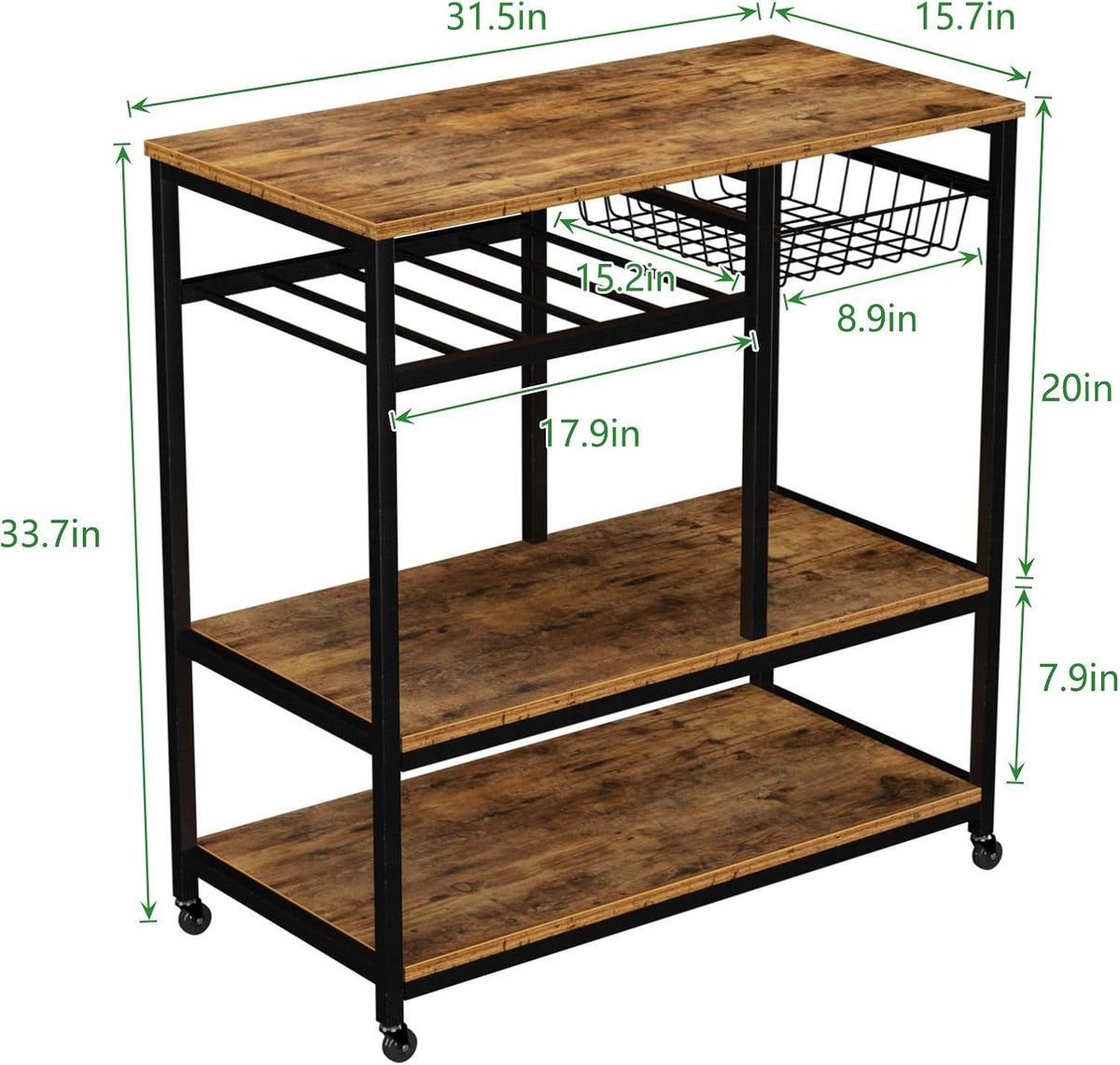 3-Tier Kitchen Baker's Rack with Drawer Black J477451