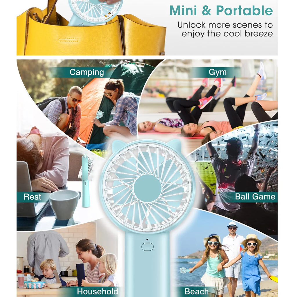 4 Speeds Mini Handheld Fan USB Rechargeable B851
