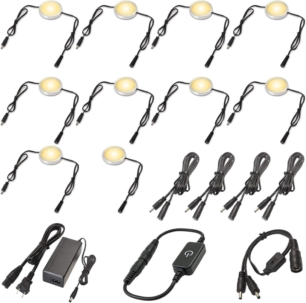 Under Cabinet LED Lighting Kit, Touch Dimmable, 12 Lights, Warm White H27980