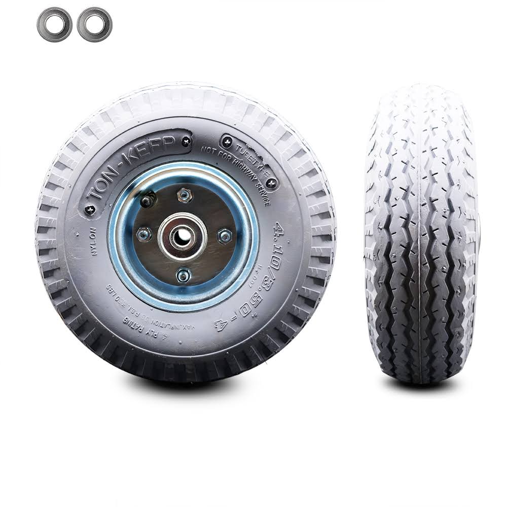 Gray Pneumatic Wheel with Centered Hub and Ball Bearings E66819