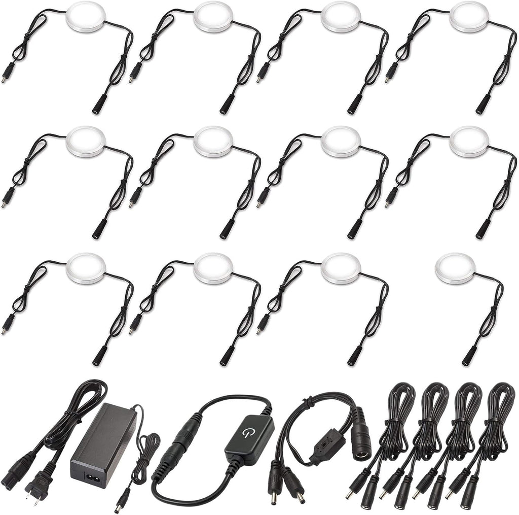 Under Cabinet LED Lighting Kit, Touch Dimmable, 12 Lights, Warm White H27980