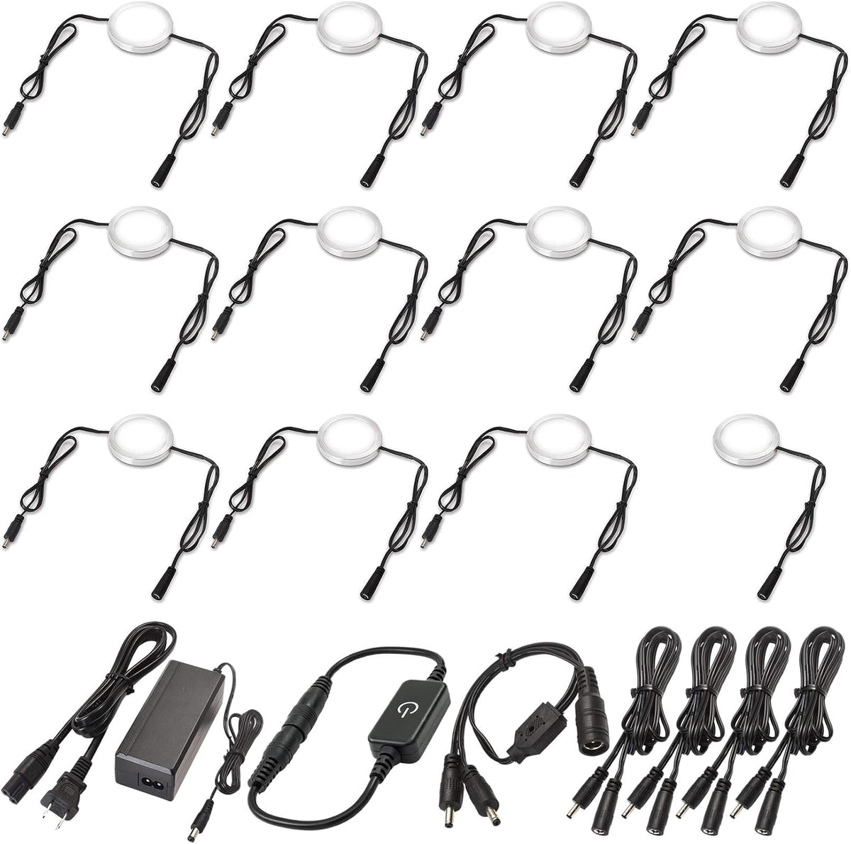 Under Cabinet LED Lighting Kit, Touch Dimmable, 12 Lights, Warm White H27980