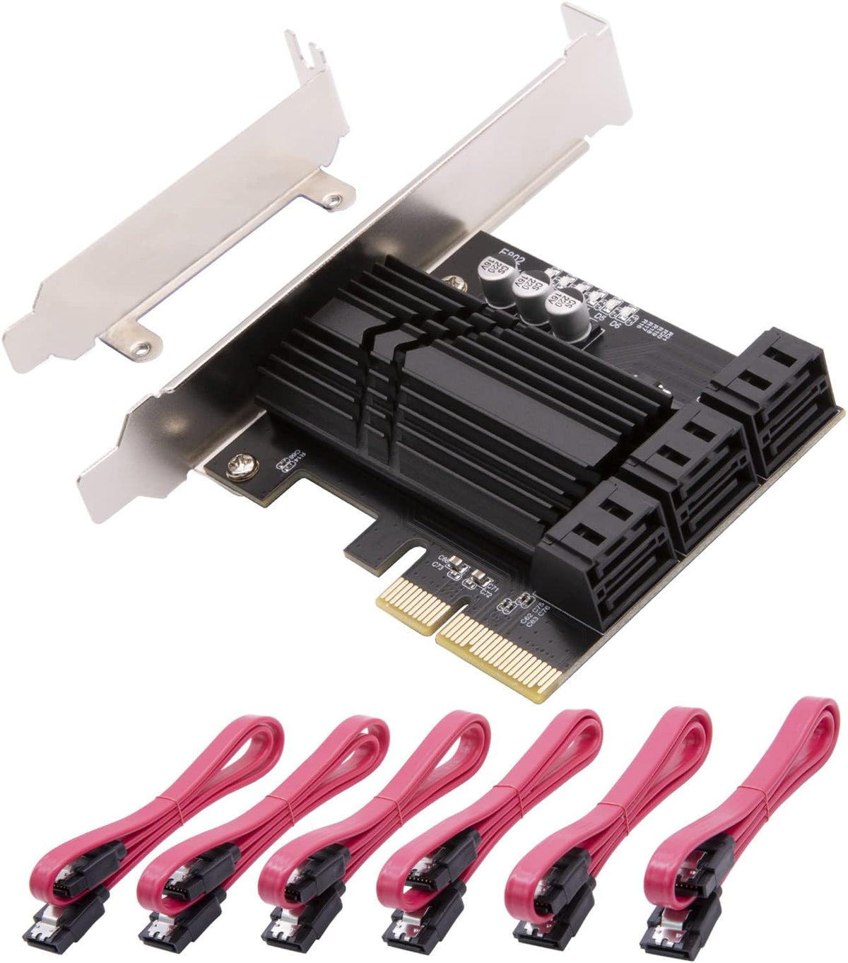 6 Port PCIe x4 SATA 3.0 Expansion Card with 6 SATA Cables K104857