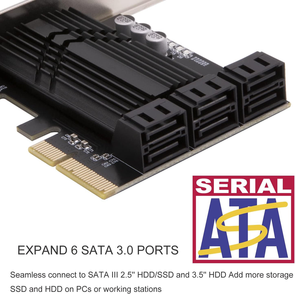 6 Port PCIe x4 SATA 3.0 Expansion Card with 6 SATA Cables K104857