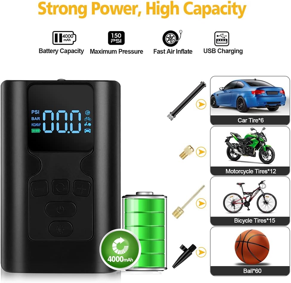 Portable Air Compressor 150PSI Cordless Tire Inflator L9184