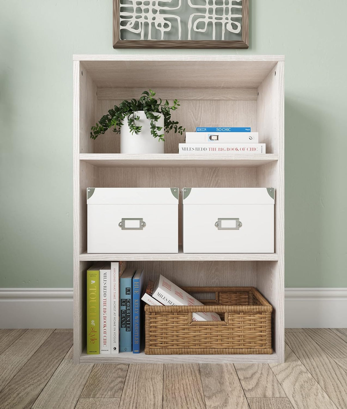 Whitewash 2 Shelves Bookcase Y133
