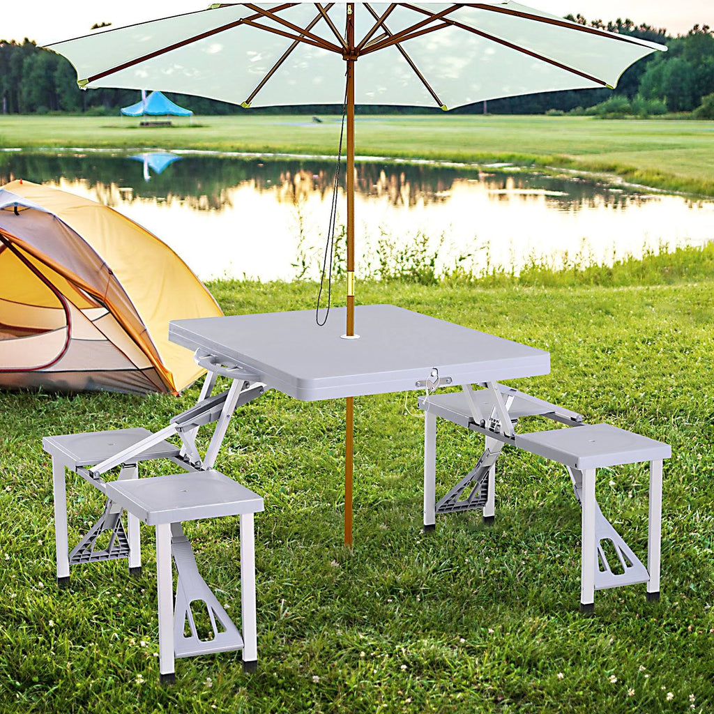 Camping Table with Chairs 4-Seat Set Foldable F445757