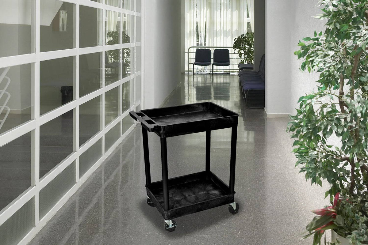 Black 2 Shelves Utility Cart S69749