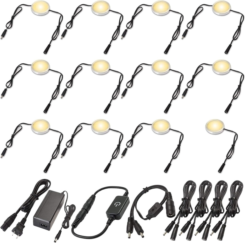 Under Cabinet LED Lighting Kit, Touch Dimmable, 12 Lights, Warm White H27980