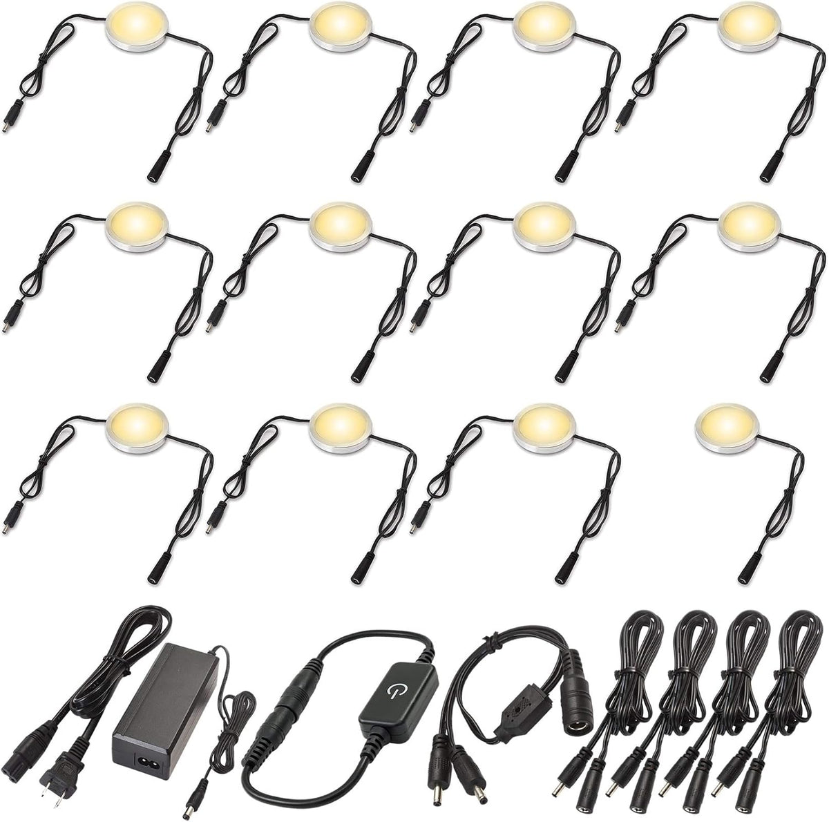 Under Cabinet LED Lighting Kit, Touch Dimmable, 12 Lights, Warm White H27980