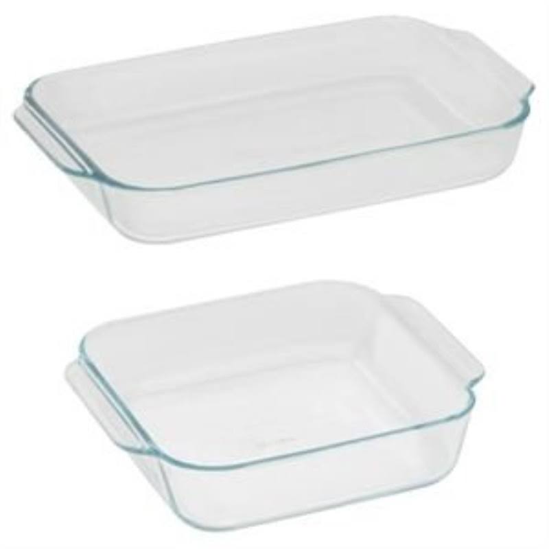 Clear Glass 3 Quart Oblong Square Baking Dishes 2 Piece C9935