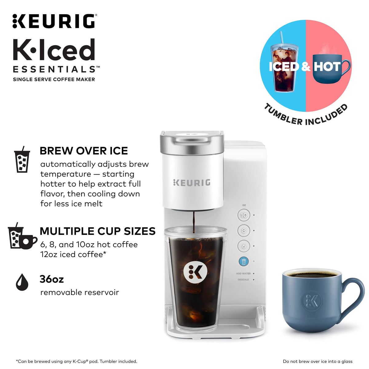 White Iced and Hot Single-Serve Coffee Maker V601