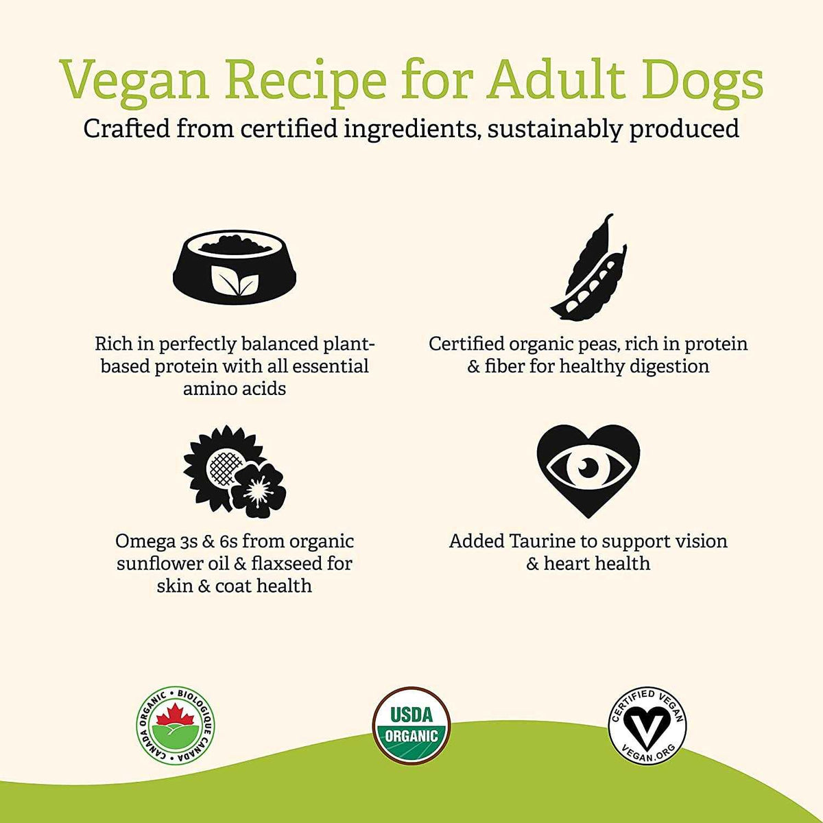 Vegan Recipe with Organic Peas Adult Dry Dog Food I2515