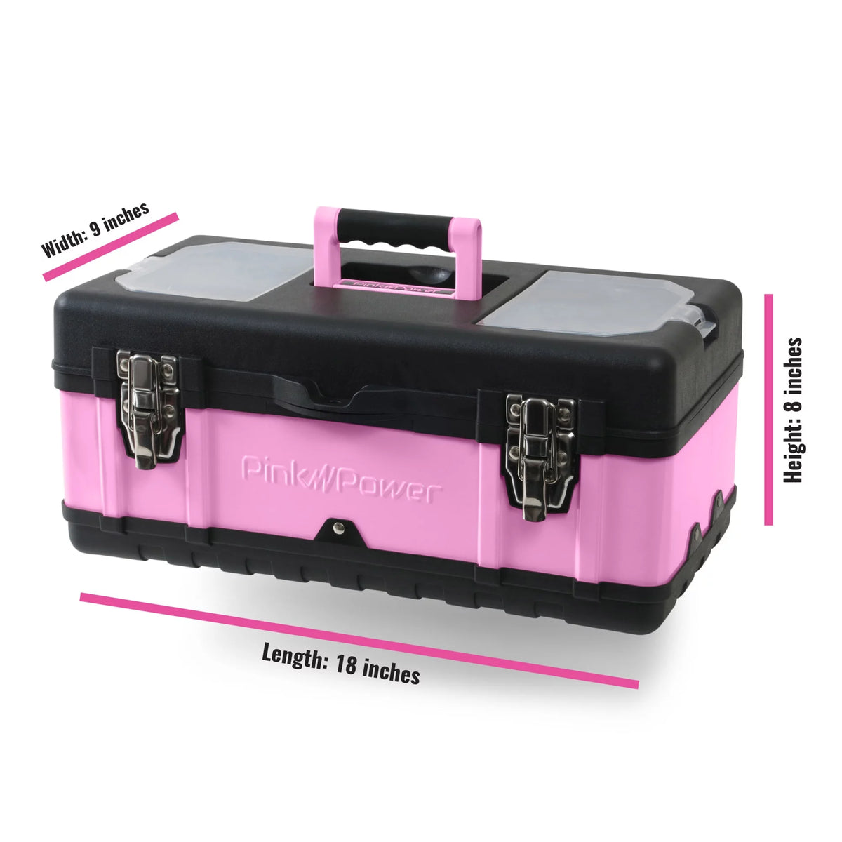 Pink 18” Metal Portable Locking Tool Box A55424