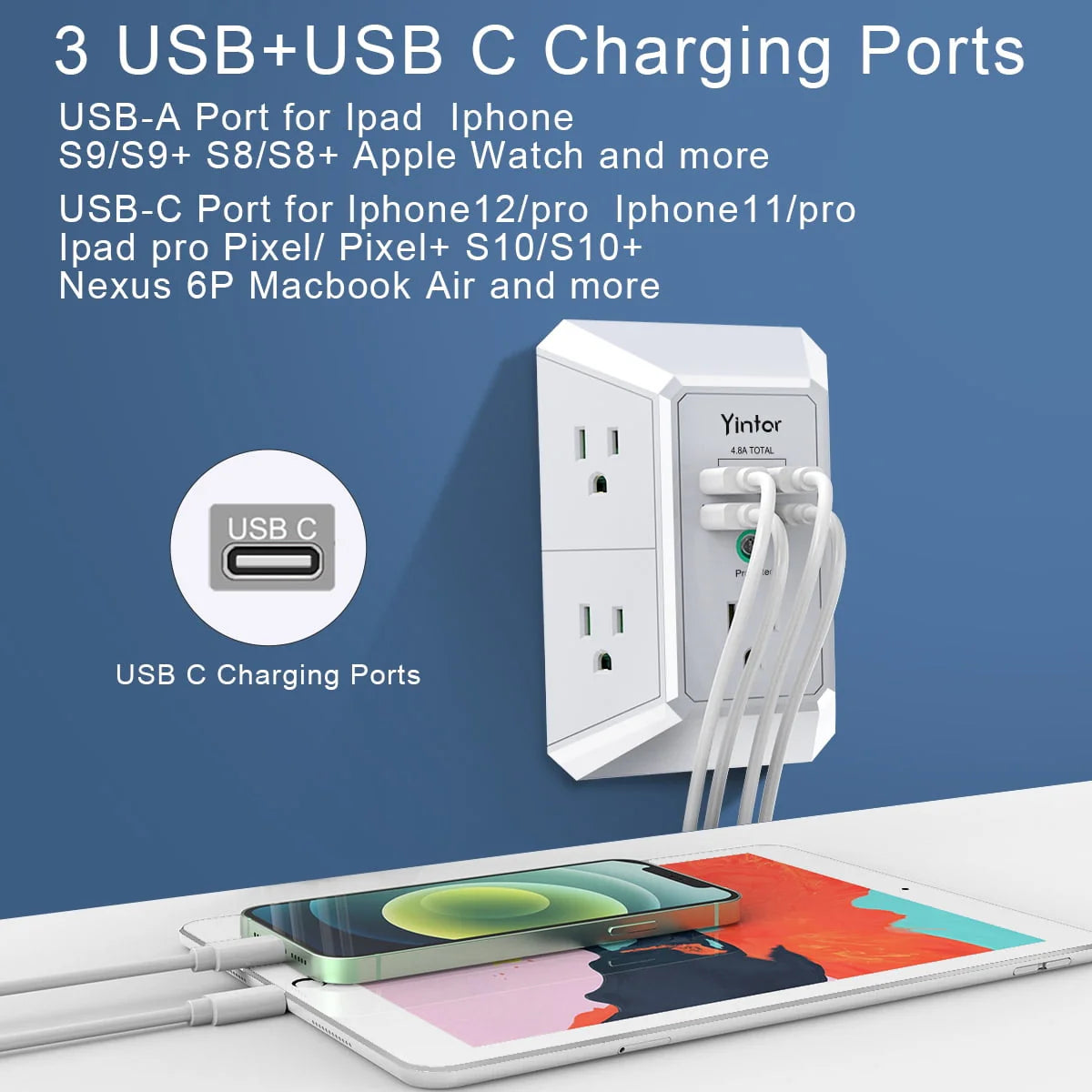 5 Outlets 4 USB Ports Surge Protector W640003