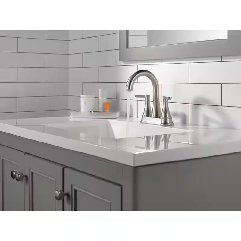 4 in. Centerset Double Handle Bathroom Faucet Brushed Nickel B35098