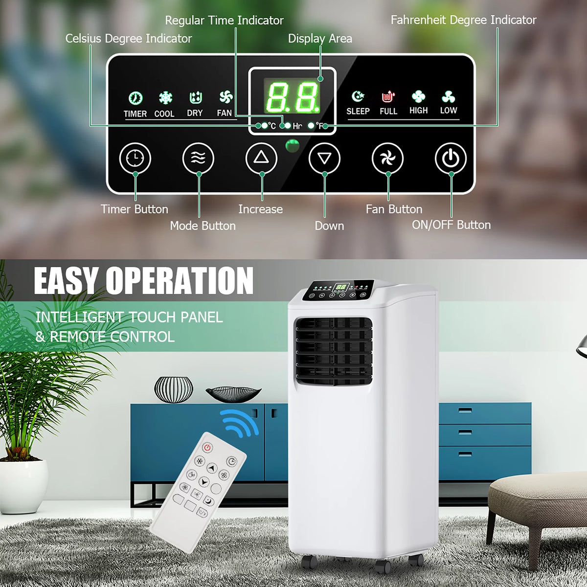 5500 BTU 3-in-1 Portable Air Conditioner with Dehumidifier and Window Kit T52020