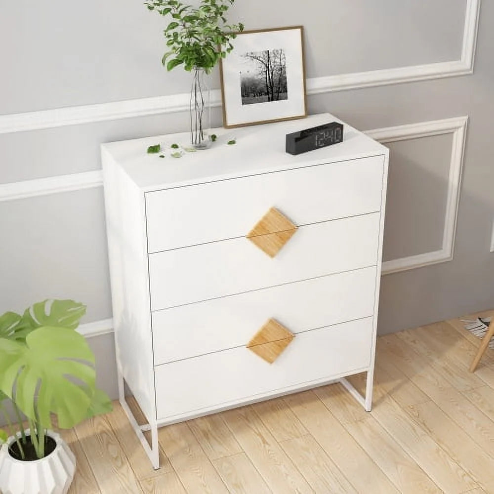 White 4 Drawer Solid Wood Dresser N307